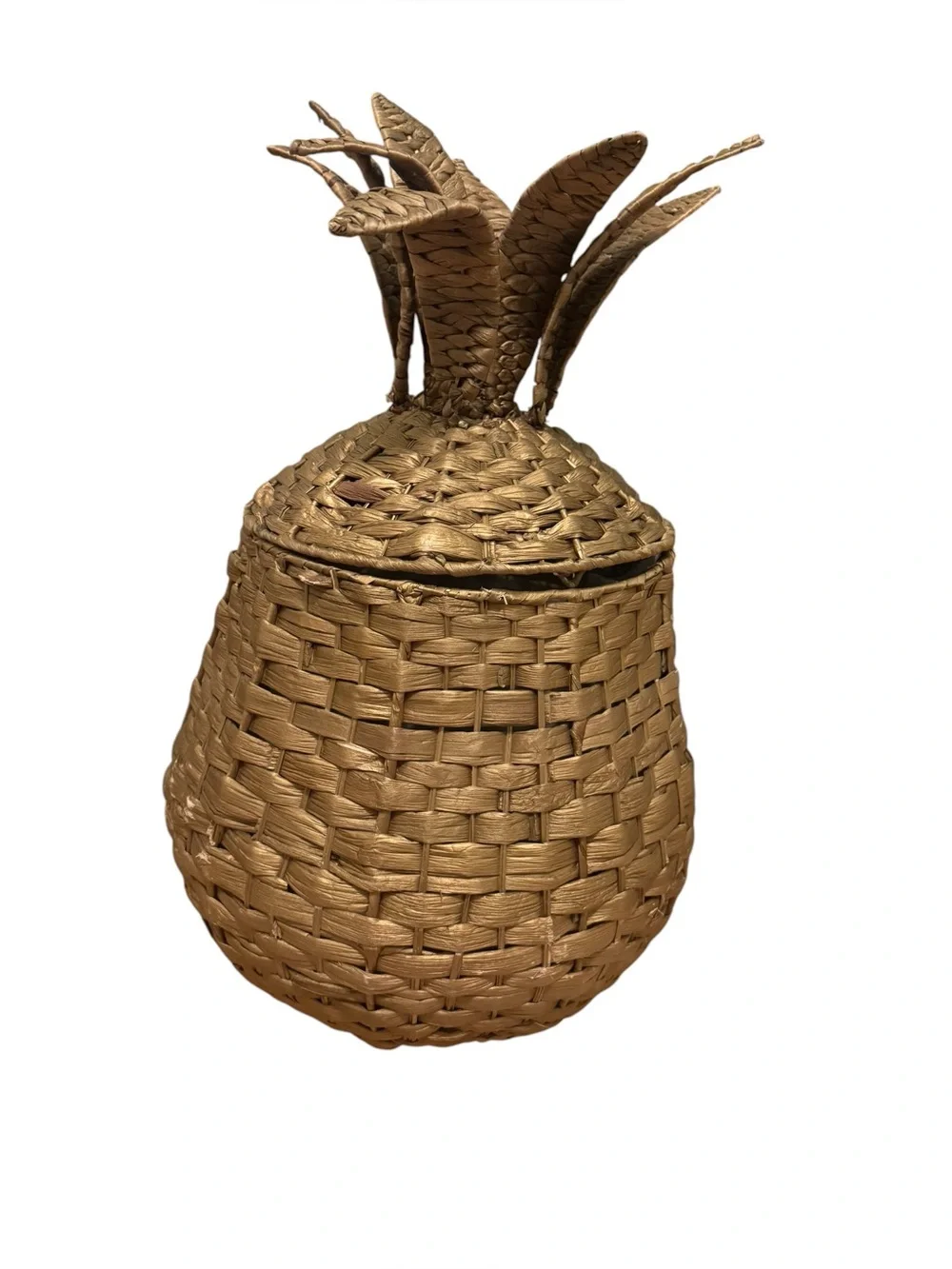 Crate & Barrel Wicker Pineapple Floor Basket Hamper
